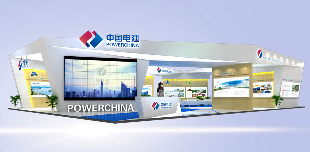 博览会展台施工搭建图片设计，绿色进博会图片